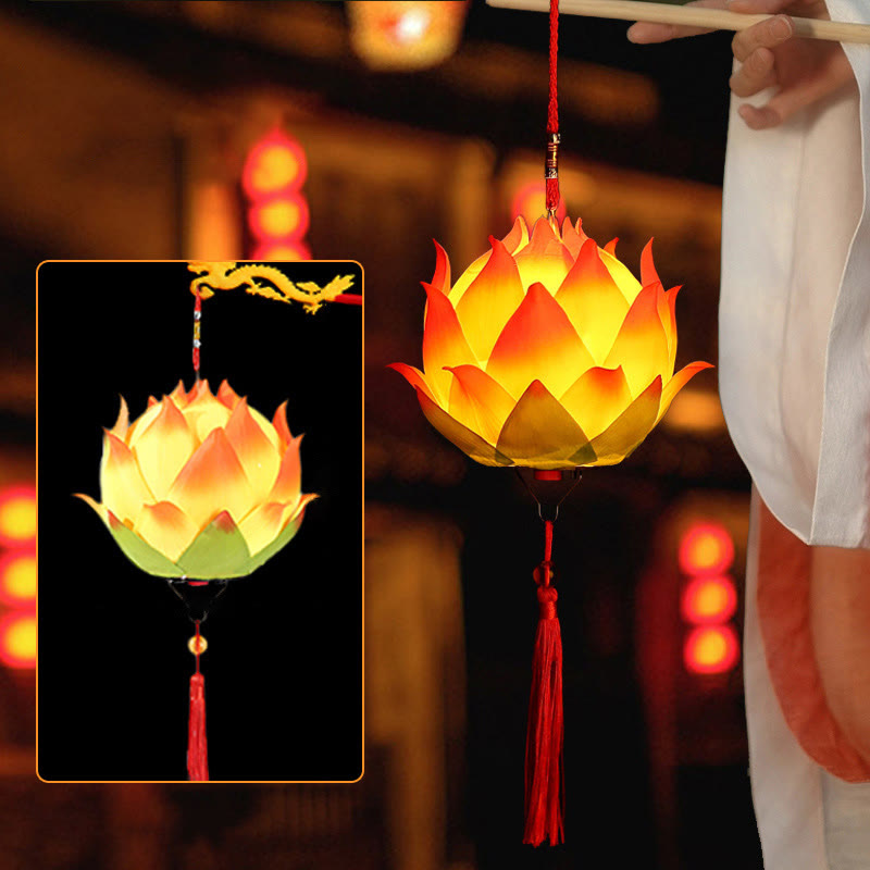 Decorazione lampada lanterna drago fiore di loto fai da Buddha Stones