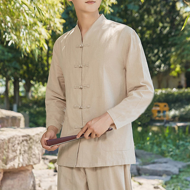 Set di abbigliamento da uomo Buddha Stones per la pratica spirituale Zen, yoga, meditazione e preghiera. - Cachi - US/UK/AU48, EU58 (6XL) - image 5