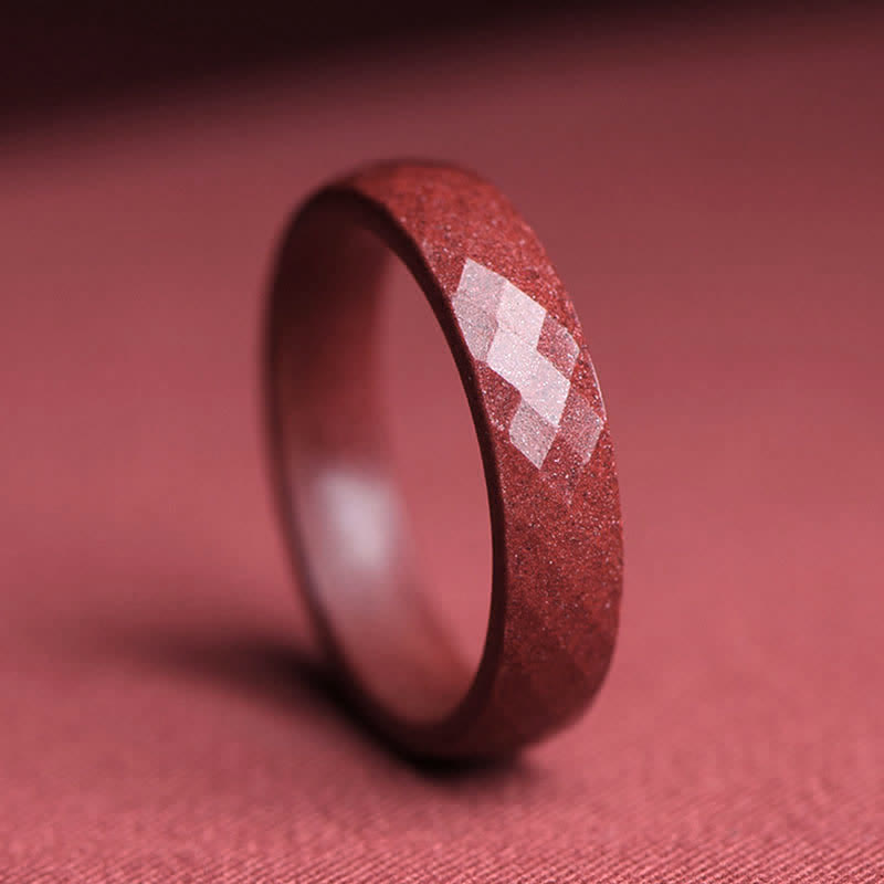 Anello di benedizione Buddha Stones Cinnabar Om Mani Padme Hum Nuvole di buon auspicio - prismatico - 22 mm - image 3