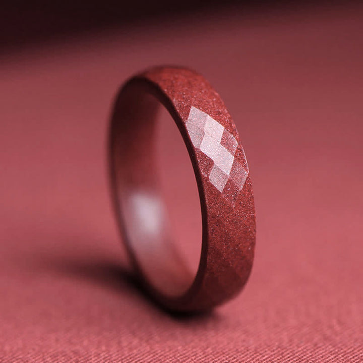 Anello di benedizione Buddha Stones Cinnabar Om Mani Padme Hum Nuvole di buon auspicio - prismatico - 22 mm - image 3