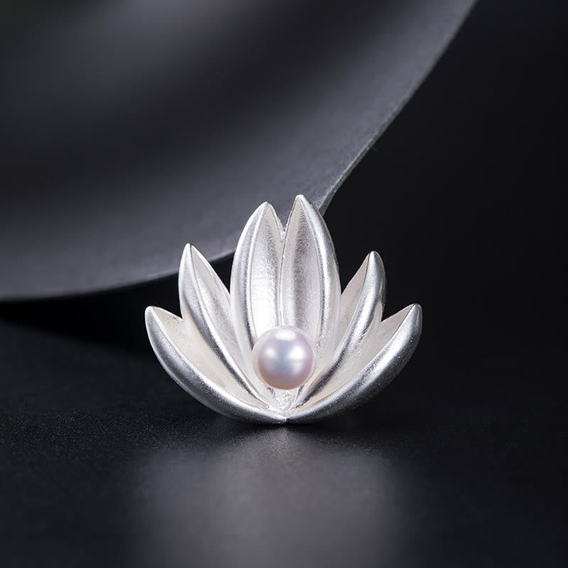 Spilla Buddha Stones 925 Sterling Silver Lotus Flower Pearl New Beginning - image 7