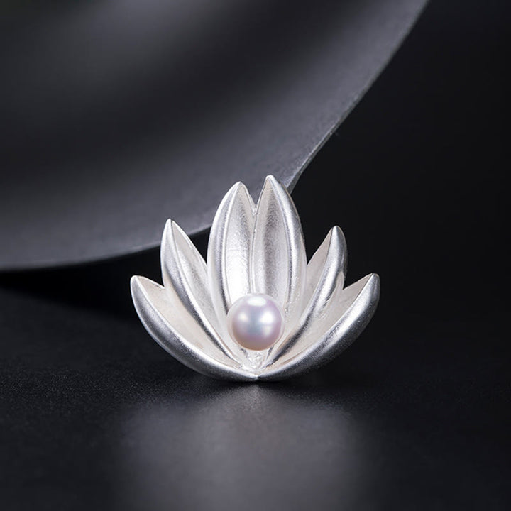Spilla Buddha Stones 925 Sterling Silver Lotus Flower Pearl New Beginning - image 7