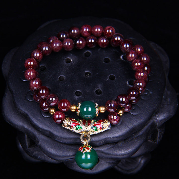 Braccialetto di benedizione in granato naturale Buddha Stones