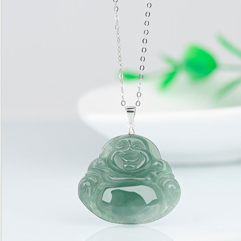 Collana con Buddha Stones in argento sterling 925 con ciondolo a forma di Buddha che ride, protezione e calma - image 5