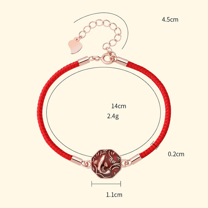 Bracciale intrecciato a mano Buddha Stones 925 Sterling Silver Luck Koi Fish Cambia Colore Ricchezza