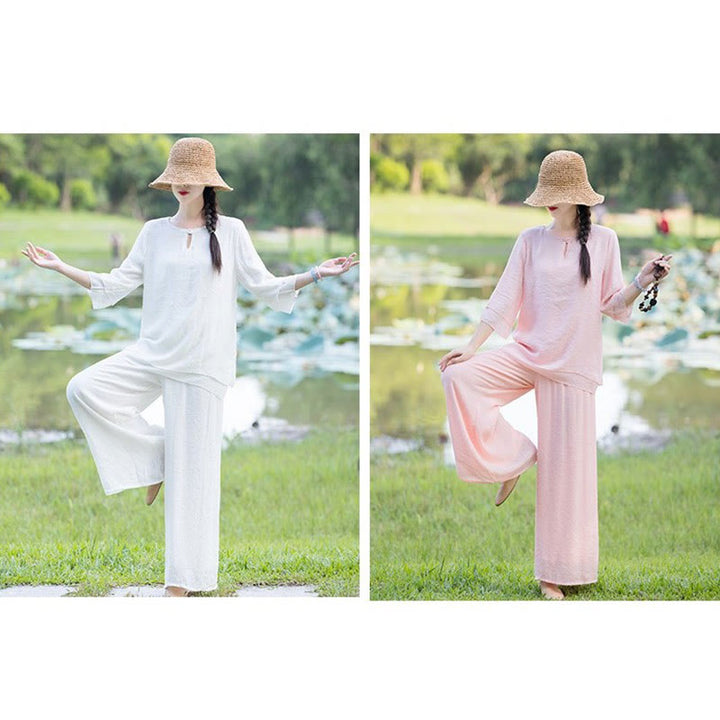 Tai Chi Meditazione Preghiera Zen Spirituale Mattina Pratica Abbigliamento Donna Set - image 24