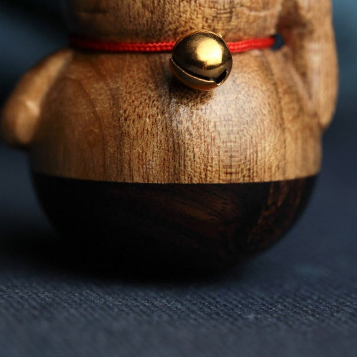 Buddha Stones Mini Gatto Fortunato Gattino Phoebe Zhennan Decorazione di Benedizione del Legno - image 15