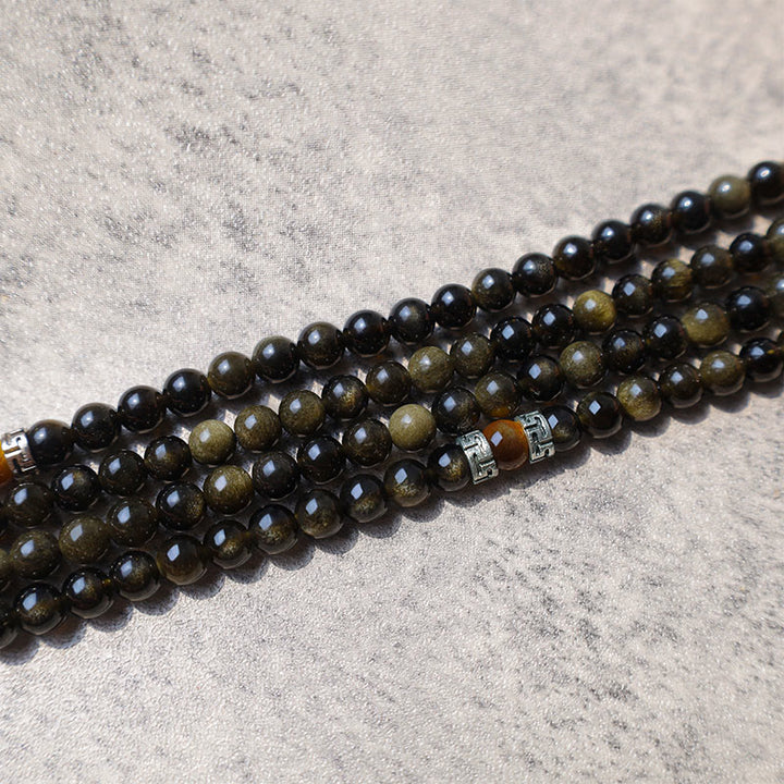 Collana con braccialetto energetico in ossidiana dorata