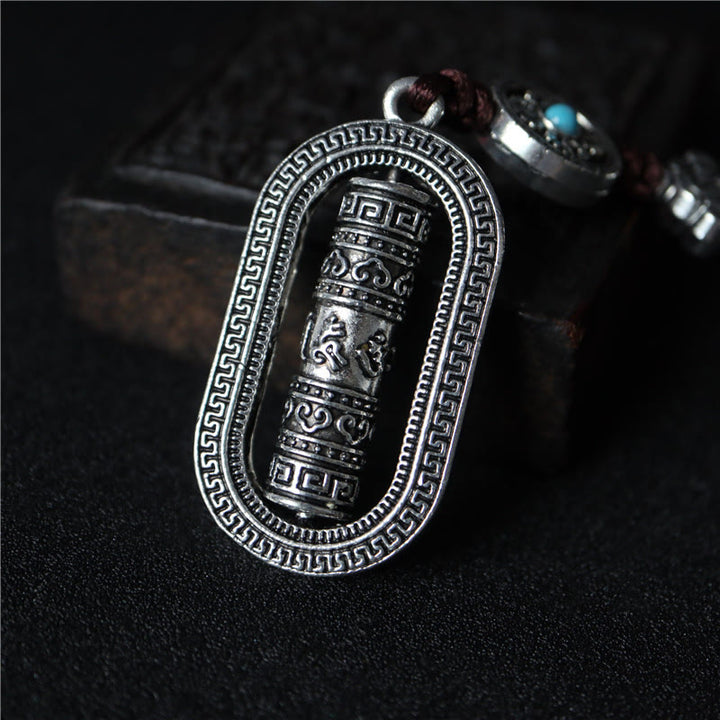 Buddha Stones Tibet Om Mani Padme Hum Ruota di preghiera Pace Girevole Decorazione da appendere all'auto