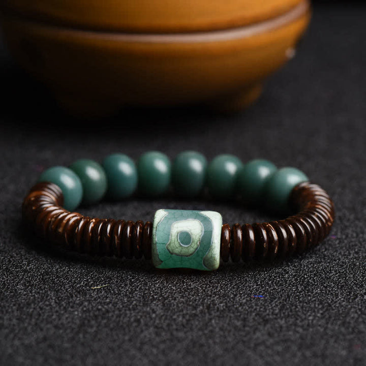 Braccialetto tibetano Bodhi Cyan Seed Dzi Bead Coconut Shell Keep Away Evil Spirits