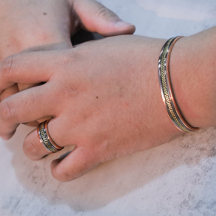 Braccialetto regolabile con polsino magnetico in rame Buddha Stones