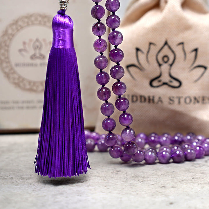 Buddha Stones Collana di perle tibetane 108 Mala, collana di perle di preghiera per meditazione yoga - image 4