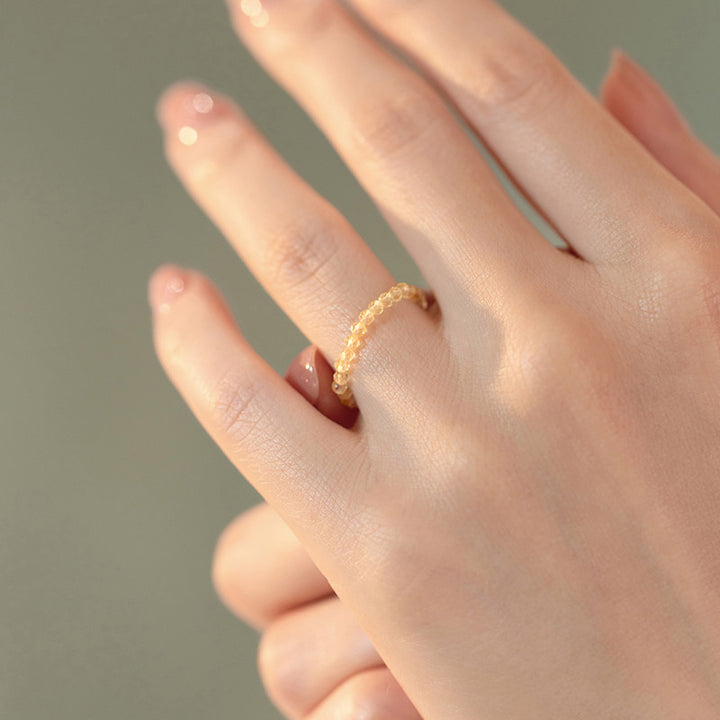 Anello Buddha Stones Natural Citrine Happiness Prosperity