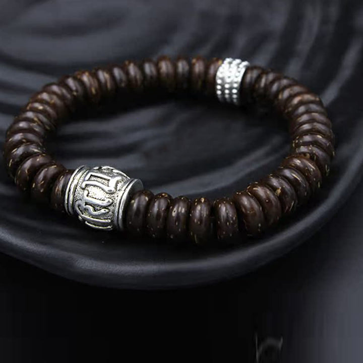 Braccialetto positivo Buddha Stones Natural Tibetan Coconut Shell Om Mani Padme Hum