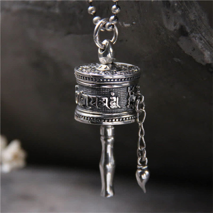 Collana con ciondolo girevole in argento sterling 925 Om Mani Padme Hum con ruota di preghiera Buddha Stones - Om Mani Padme Hum (solo ciondolo) - Argento Sterling 925 - image 1