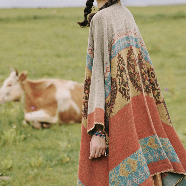 Scialle tibetano con motivo a diamante Buddha Stones, caldo mantello invernale - image 8