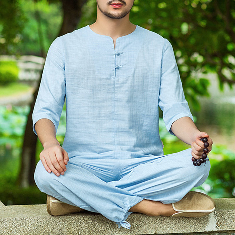 Buddha Stones Meditazione Preghiera Spirituale Zen Pratica Uniforme Abbigliamento Uomo Set