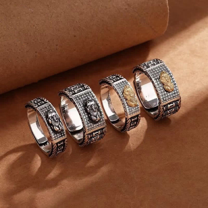 Buddha Stones Fortunato FengShui PiXiu Ricchezza Ruote della Preghiera Coppia Anello