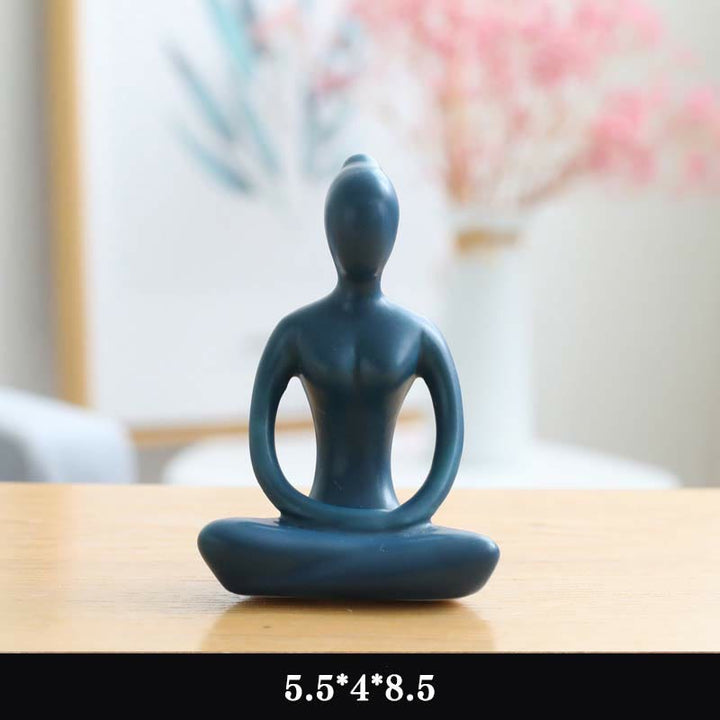Astratto Yoga Meditazione Esercizio Ceramica Spirituale Figurina Scultura Decorazione - Blu - Pensiero - image 6