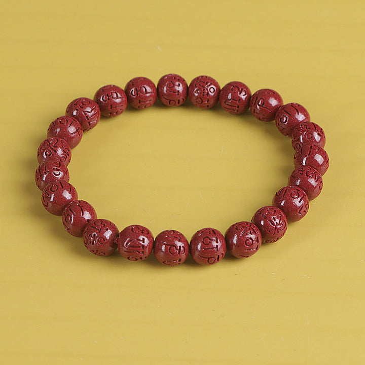 Braccialetto di perline Buddha Stones Natural Double PiXiu Cinnabar Om Mani Padme Hum Wealth Luck