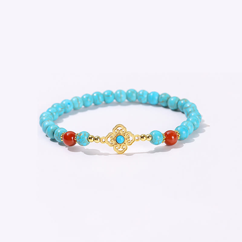 Braccialetto di protezione dell'equilibrio con perline turchesi Buddha Stones