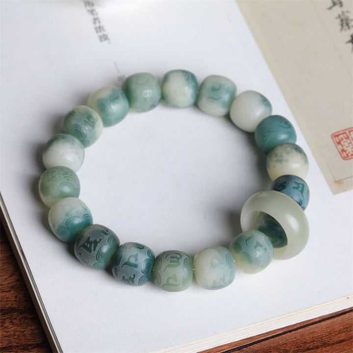 Braccialetto Buddha Stones Bodhi Seed Om Mani Padme Hum inciso per tenere lontani gli spiriti maligni