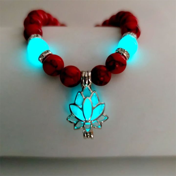Braccialetto di protezione con perline luminose in pietra luminosa turchese tibetano Buddha Stones