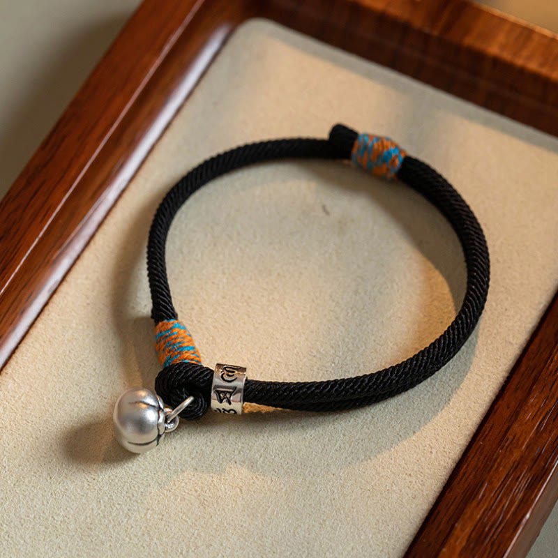 Bracciale intrecciato con Buddha Stones, fatto a mano in argento sterling 925, tibetano, Om Mani Padme Hum, protezione dalla fortuna - Nero (circonferenza polso 14-18 cm) - image 0