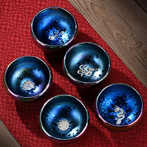 Buddha Stones Loto Drago Fenice Koi Pesce Pavone Cinese Jianzhan Intarsiato Forno Cambiamento Tazza da Tè in Ceramica Tazza da Tè Kung Fu