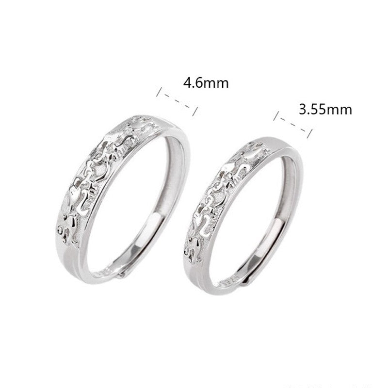 Anello di coppia regolabile Buddha Stones 925 Sterling Silver PiXiu Balance