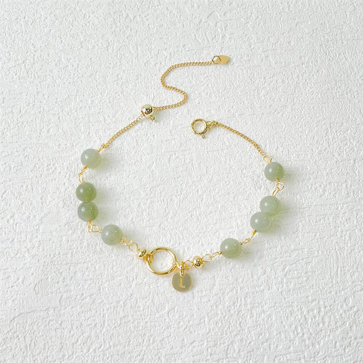 Braccialetto di perline della fortuna riempito d'oro 14K con giada naturale Hetian unica Buddha Stones - image 1