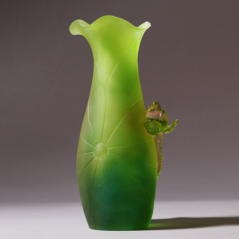 Feng Shui Lotus fatto a mano Liuli Crystal Art Piece Home Office Offerta Decorazione - image 10