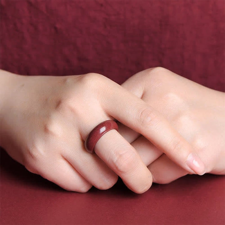 Anello di benedizione Buddha Stones Cinnabar Om Mani Padme Hum Nuvole di buon auspicio - image 2