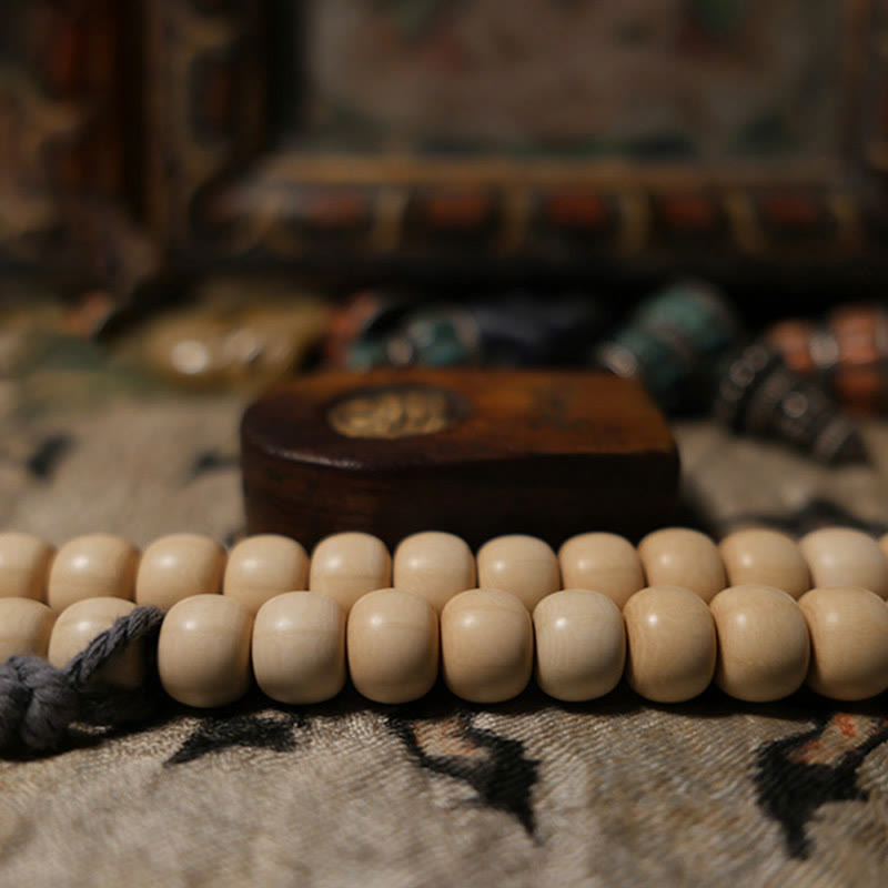 Buddha Stones 108 Mala Perle Abelia Biflora Legno Allontanando gli Spiriti Maligni Polso Mala
