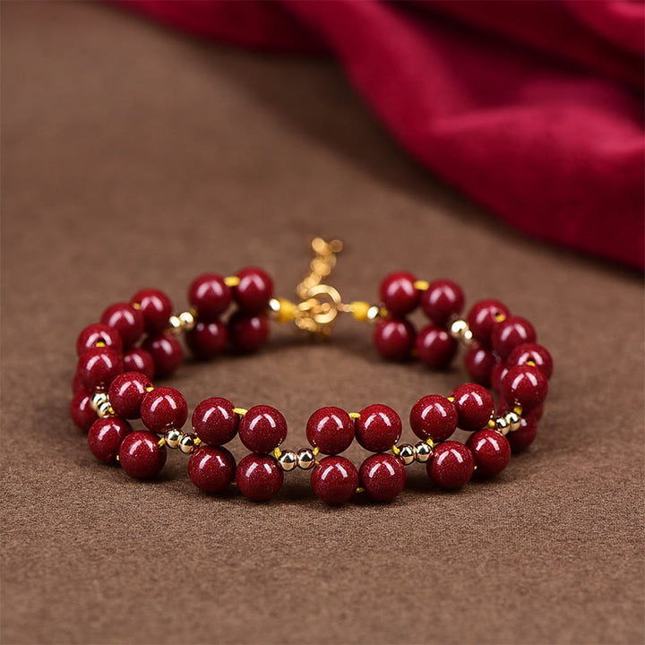 Braccialetto di benedizione con perline di cinabro naturale Buddha Stones