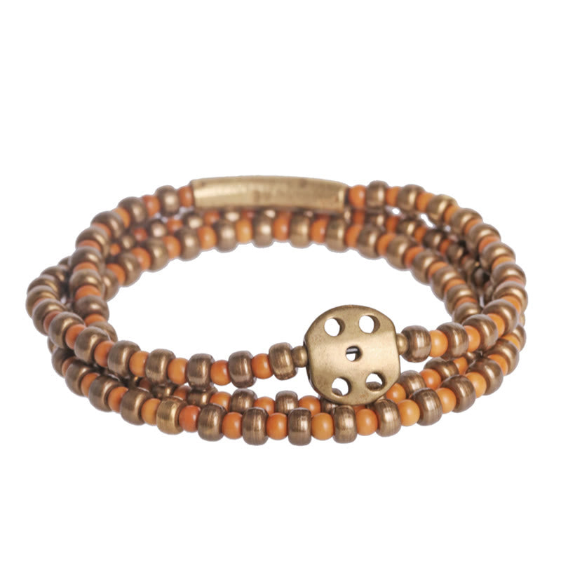 Bracciale Buddha Stones Retro Olive Pit Rame Ricchezza