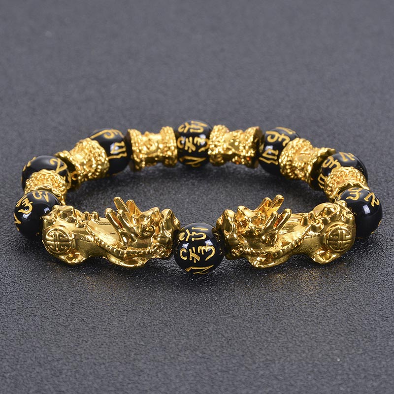 Bracciale Buddha Stones Double Pixiu Obsidian Wealth