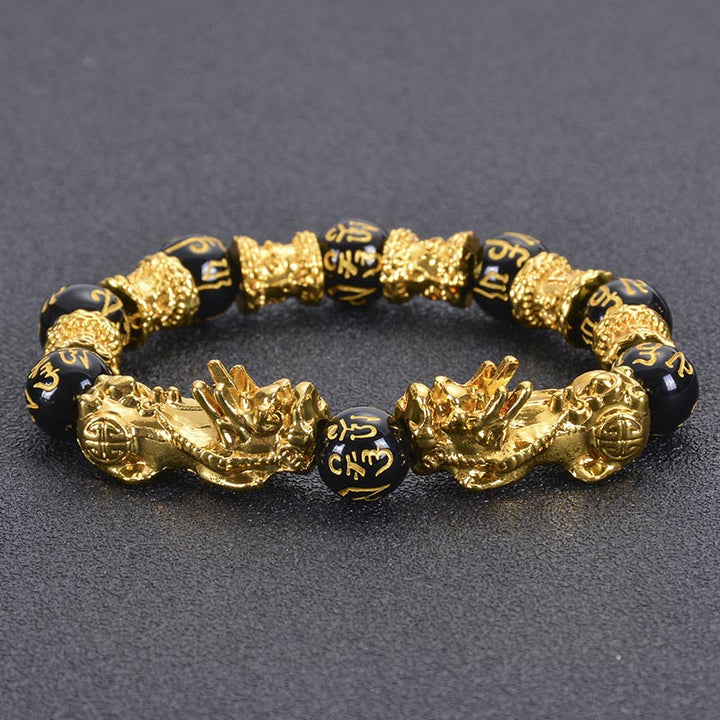 Bracciale Buddha Stones Double Pixiu Obsidian Wealth