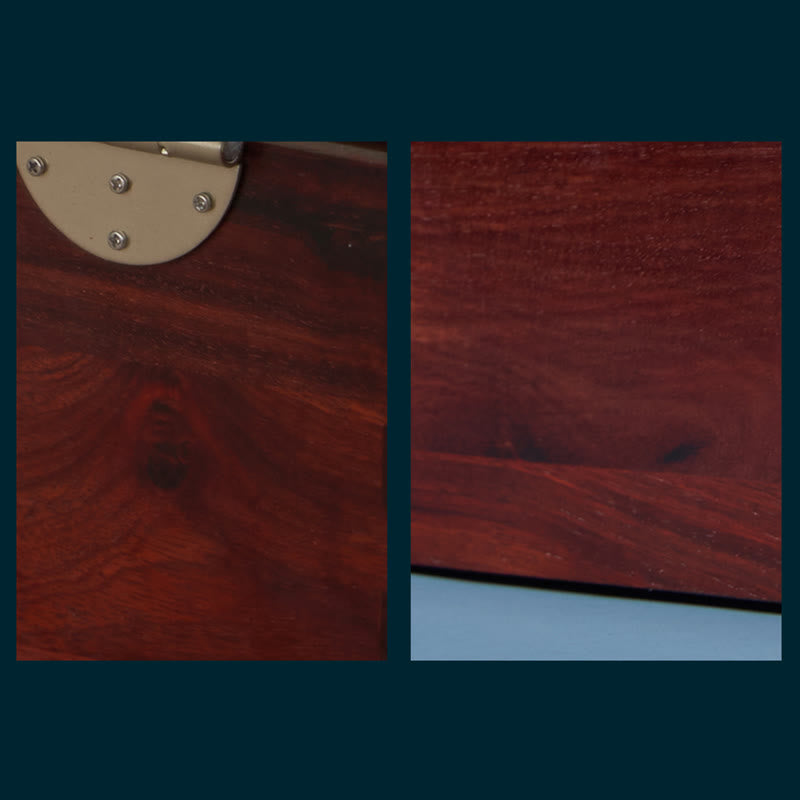 Scatola portaoggetti antica in palissandro fatta a mano con serratura, grande, a doppio strato, con fiori, in legno, regalo, organizer