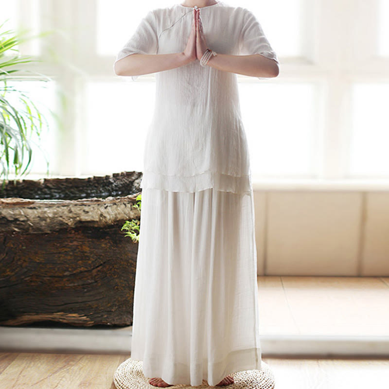Buddha Stones Vintage Yoga Zen Preghiera Meditazione Spirituale Pratica Tinta Unita Abbigliamento Donna Set - image 2