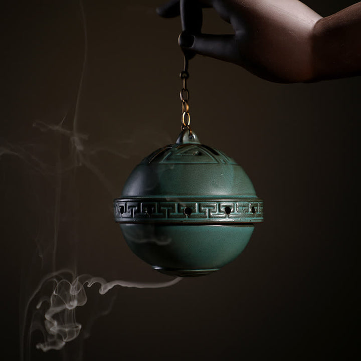 Decorazione bruciatore di incenso in ceramica con benedizione del loto tibetano