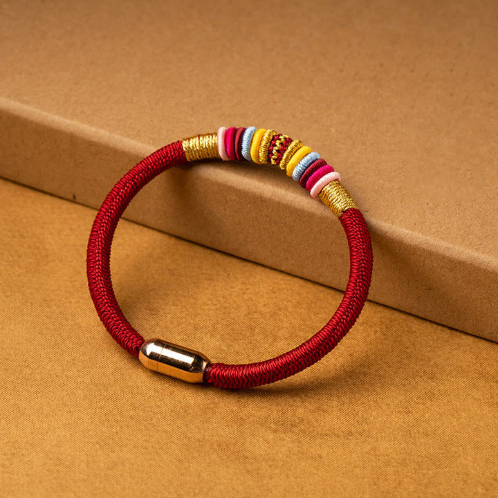 Braccialetto intrecciato con fibbia magnetica e protezione del nodo King Kong fatto a mano tibetano Buddha Stones
