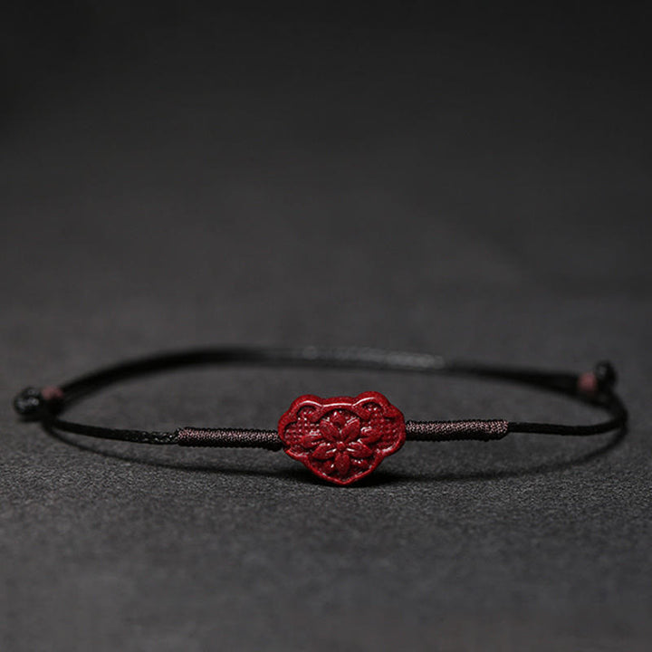 Braccialetto intrecciato con benedizione di Buddha Stones , fatto a mano, con fiore di prugna, quadrifoglio, PiXiu, loto, pesce koi, cinabro