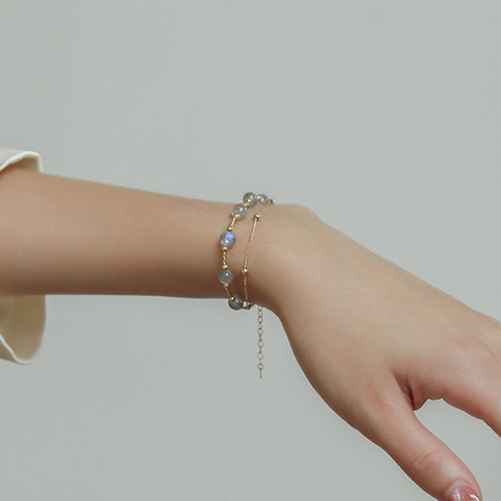 Bracciale a catena affascinante e positiva in pietra di luna