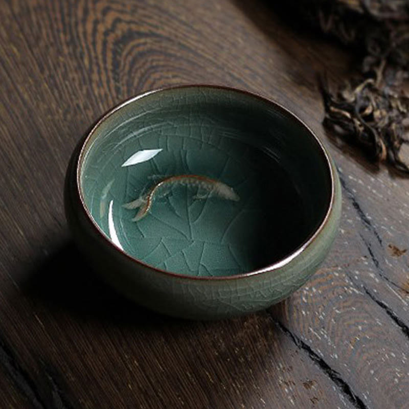 Buddha Stones Koi Fish colorato Tazza da tè in ceramica Kung Fu Tazza da tè Ciotola