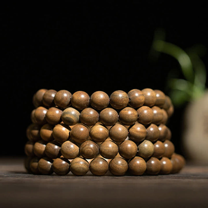 Braccialetto positivo Buddha Stones 108 Mala Beads Sandalo verde Bosso Lotus