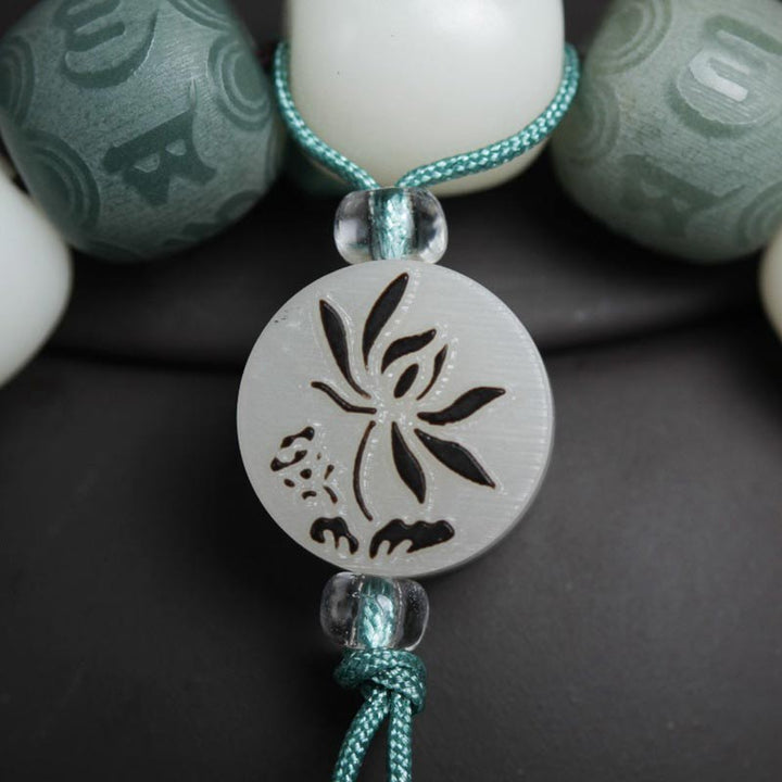 Buddha Stones Braccialetto di protezione delle sei vere parole di Bodhi bianco - image 7