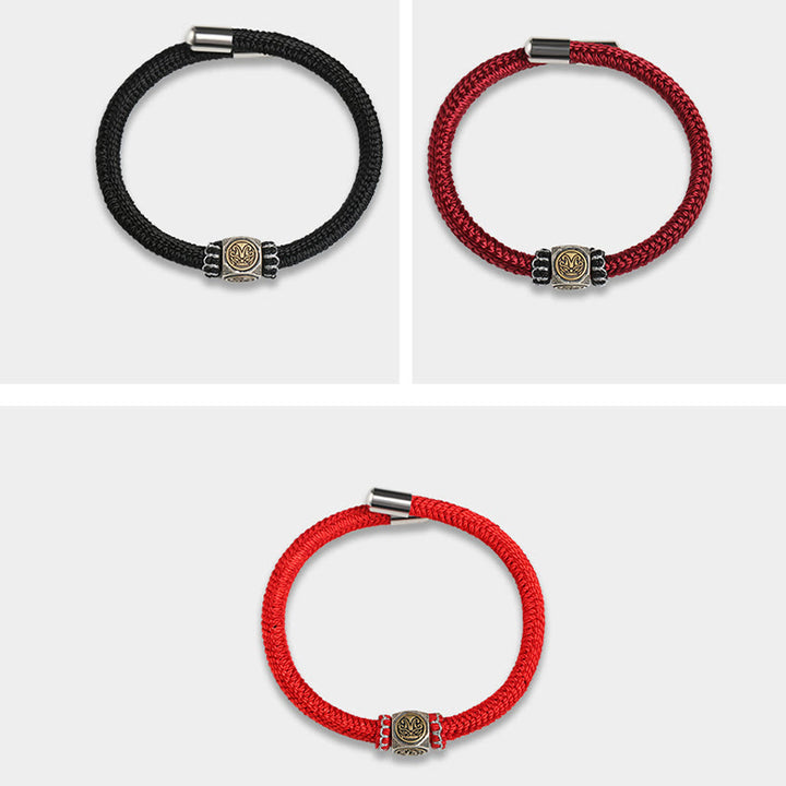 Bracciale Buddha Stones in argento sterling 925 con nodo perfetto e nodo King Kong, fede e forza