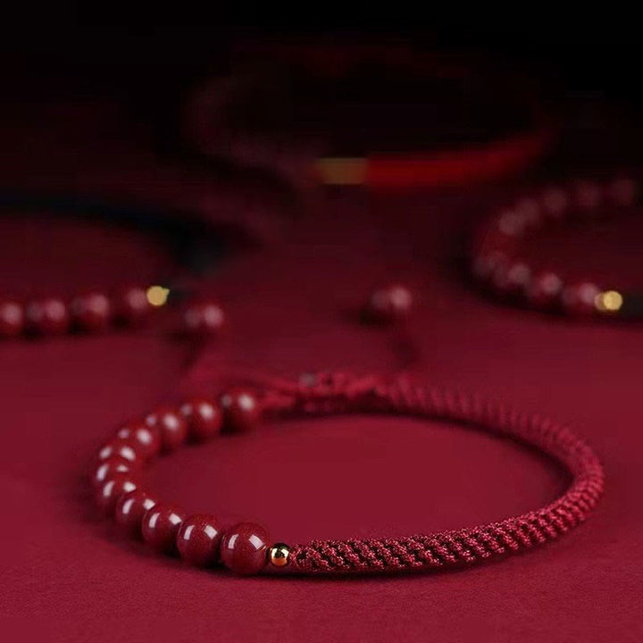Braccialetto di corda di benedizione con nodo King Kong in cinabro naturale Buddha Stones