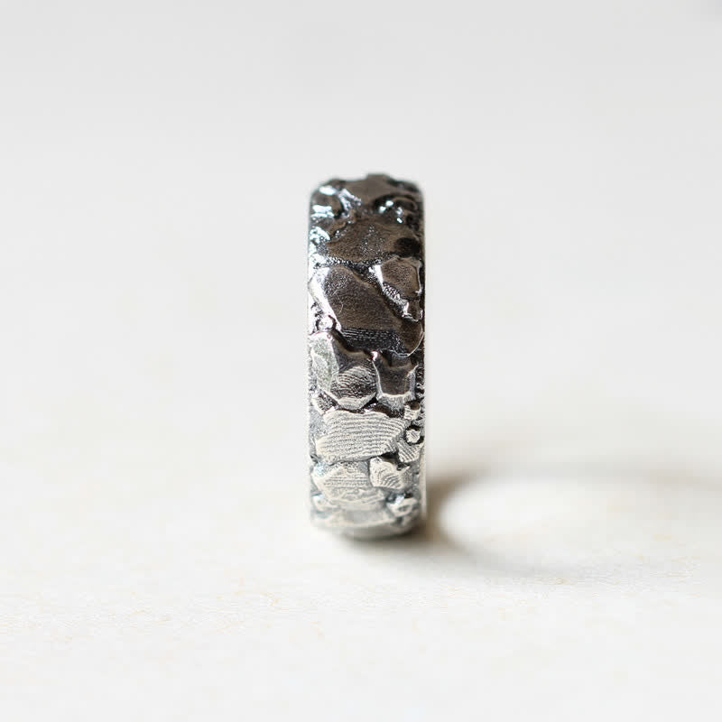 Anello in rame con motivo a roccia Buddha Stones e benedizione della fortuna